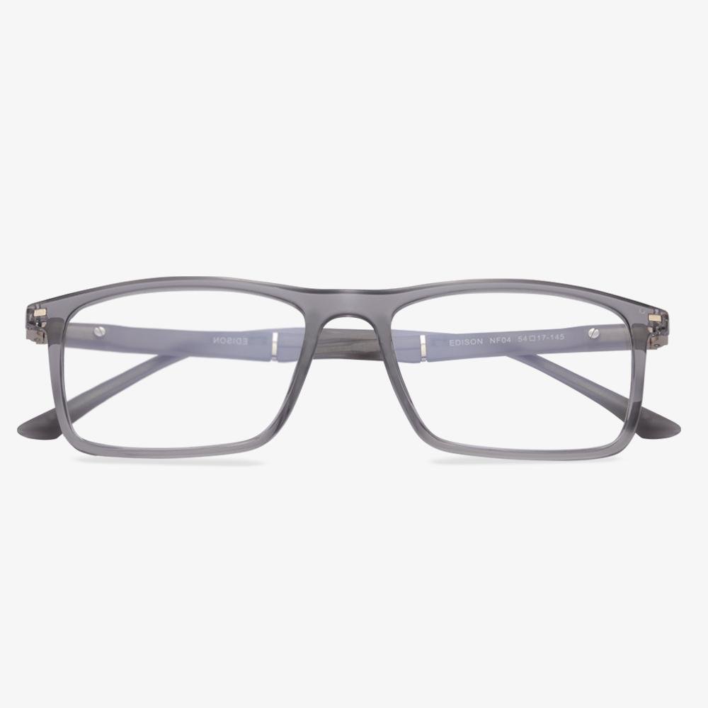Clear Gray Acetate Rectangle Glasses Frame - Riley | KoalaEye