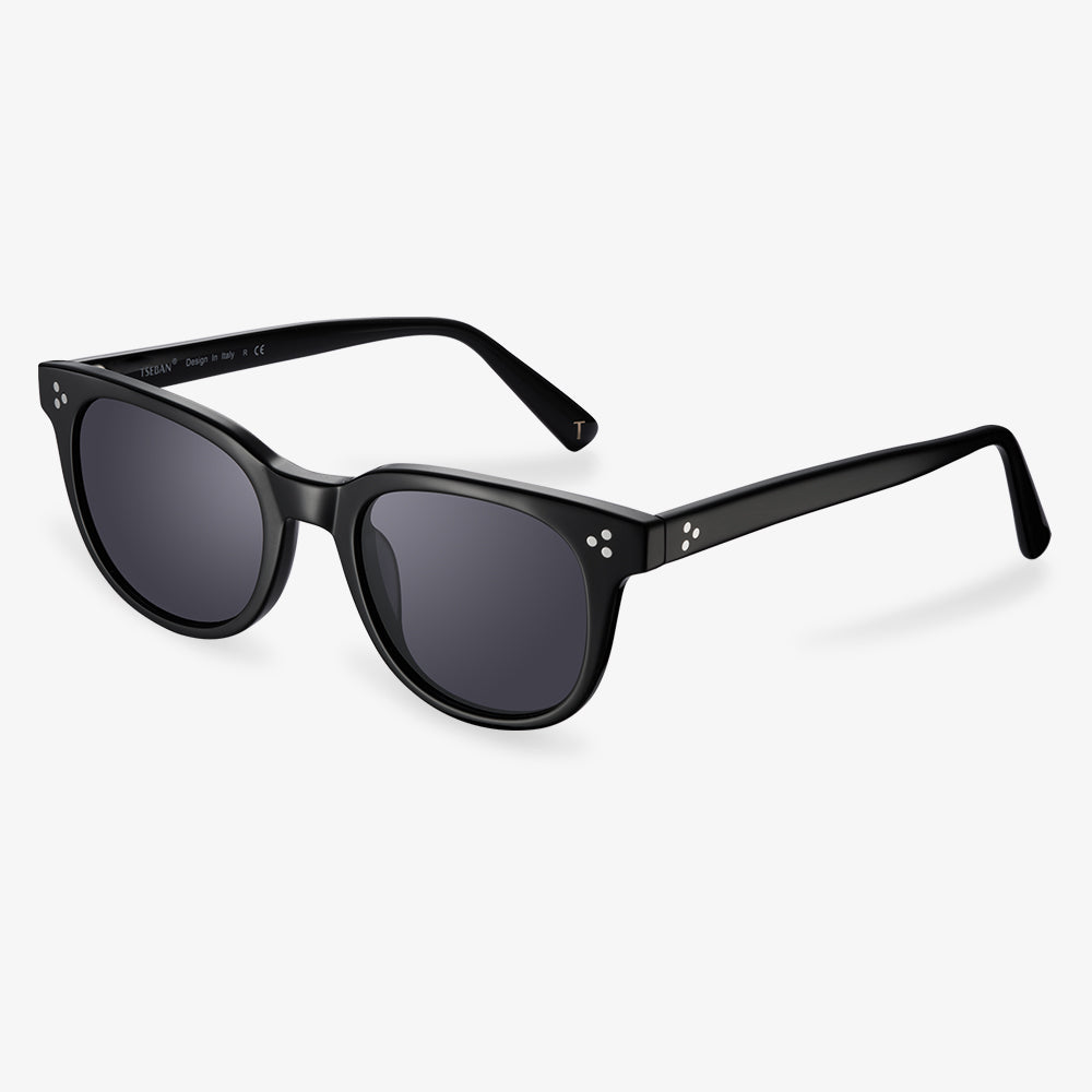 Black Frame Round Acetate Sunglasses  | KOALAEYE