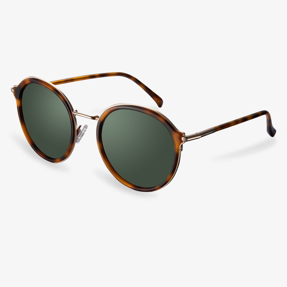 Tortoise Acetate Round Frame Sunglasses  | KOALAEYE