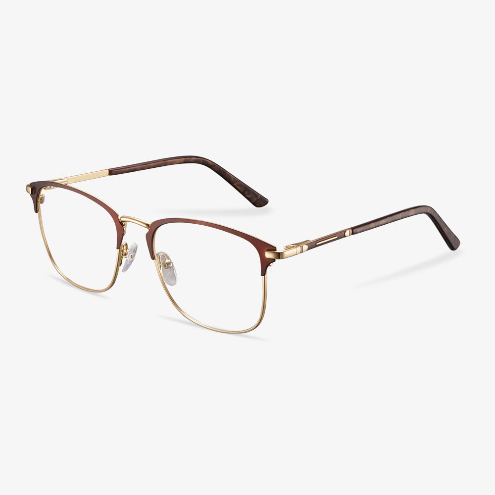 Gold Brown Rectangle Eyeglasses - Jeremy | KoalaEye