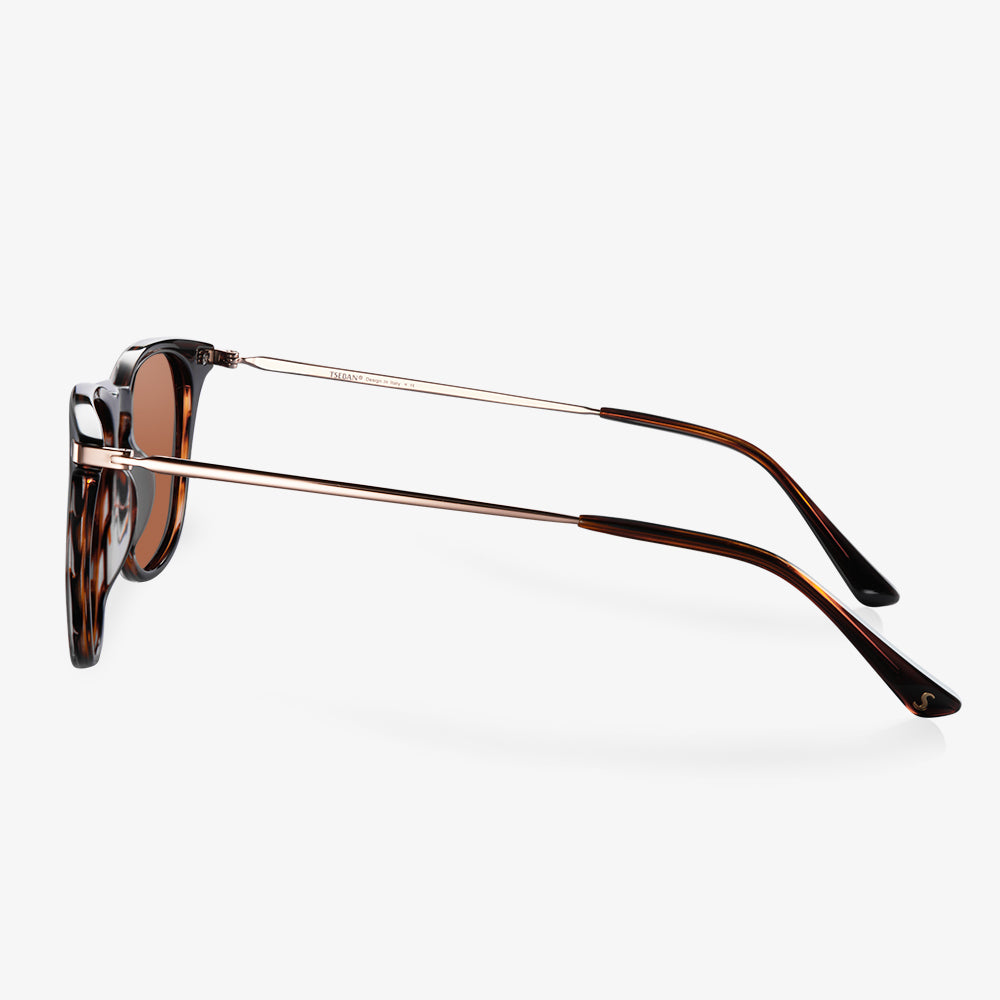 Brown Striped Acetate Round Sunglasses  | KOALAEYE