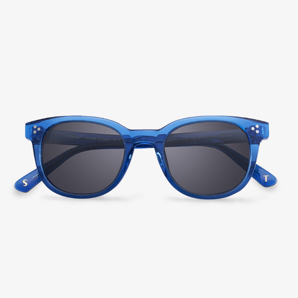 Translucent Blue Round Frame Sunglasses | KOALAEYE